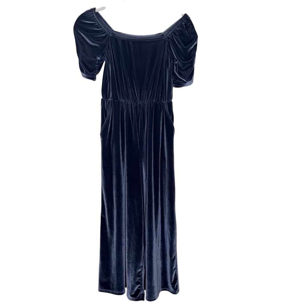 Nordstrom Girls size M Blue Gray Velvet Jumpsuit